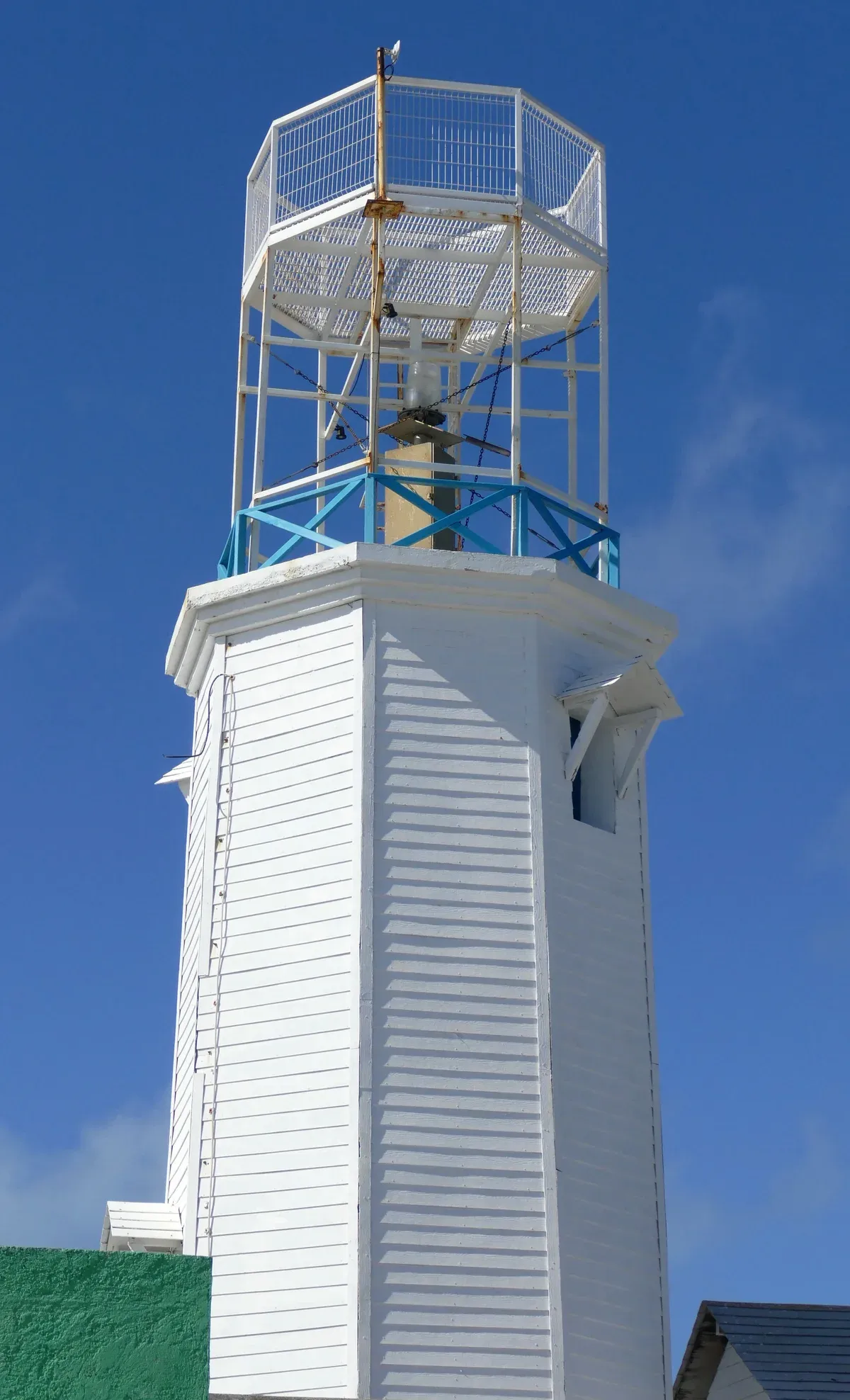 White lighthouse tower at Punta Sur on Isla Mujeres, reached by Cancun yacht rental to Isla Mujeres